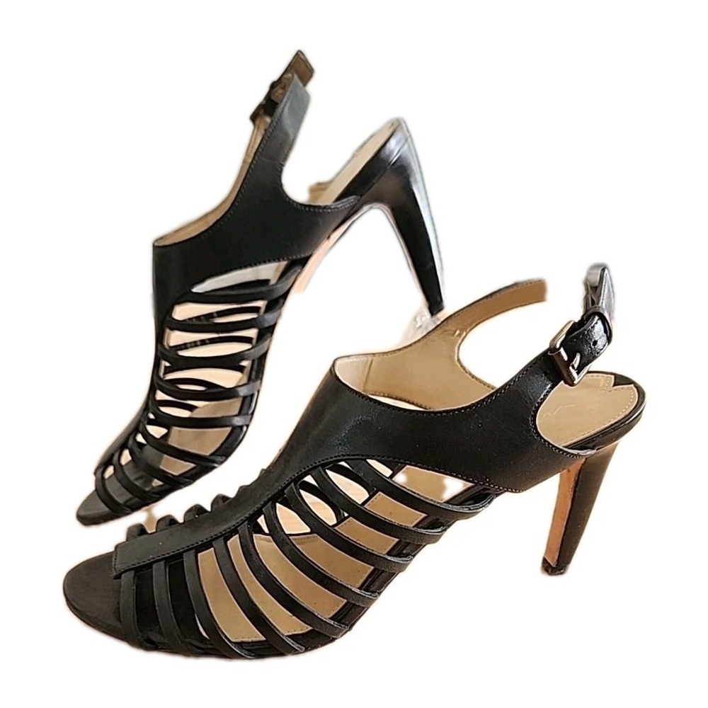 Via Spiga‎ Black Gladiator Heels Size 9.5M 41
